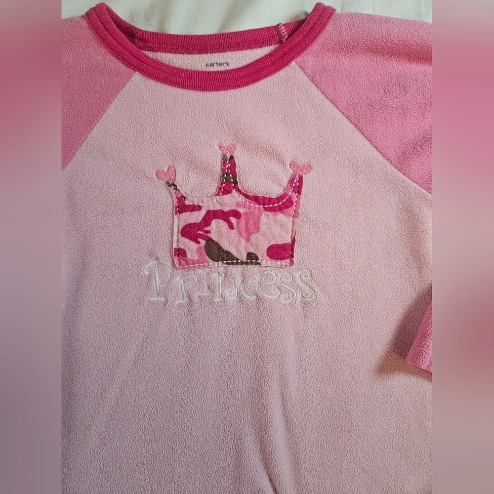Carter's Girls Pink Long Sleeve Camo Crown Princess Design Sweater Size 4T